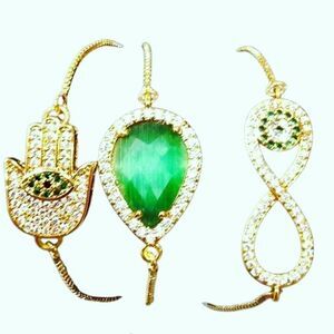 Eye Candy LA CZ Hasma + Infinity 18K Gold Plated Bracelet Trio